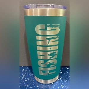 20 oz green tumbler! Laser engraved!